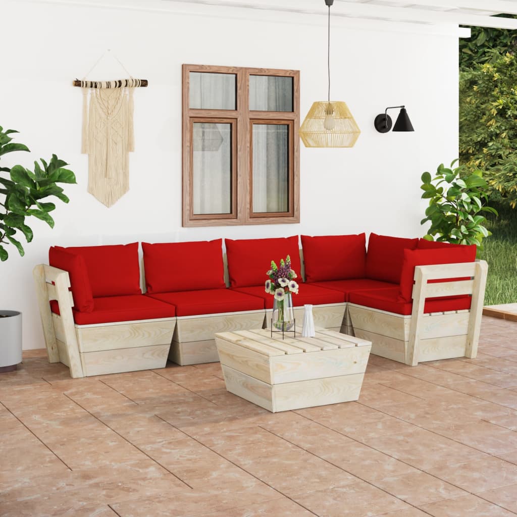 Tuinbank 2-Zits Met Kussens Pallet Vurenhout Rood