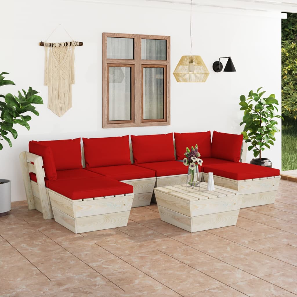 Tuinbank 2-Zits Met Kussens Pallet Vurenhout Rood