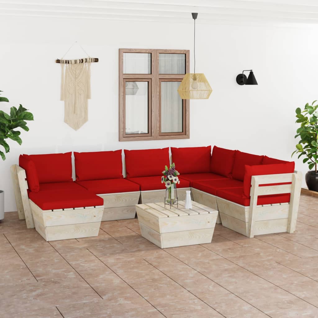 Tuinbank 2-Zits Met Kussens Pallet Vurenhout Rood