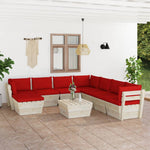 Tuinbank 2-Zits Met Kussens Pallet Vurenhout Rood