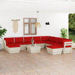 Tuinbank 2-Zits Met Kussens Pallet Vurenhout Rood