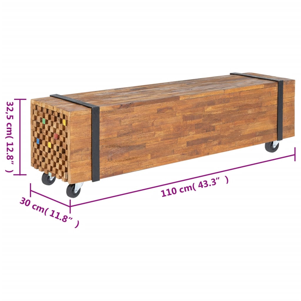 Tv-Meubel 110X30X32,5 Cm Massief Teakhout