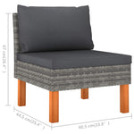 -Delige Loungeset Met Kussens Poly Rattan Grijs