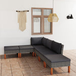-Delige Loungeset Met Kussens Poly Rattan Grijs