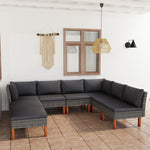 -Delige Loungeset Met Kussens Poly Rattan Grijs