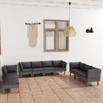 -Delige Loungeset Met Kussens Poly Rattan Grijs