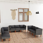 -Delige Loungeset Met Kussens Poly Rattan Grijs