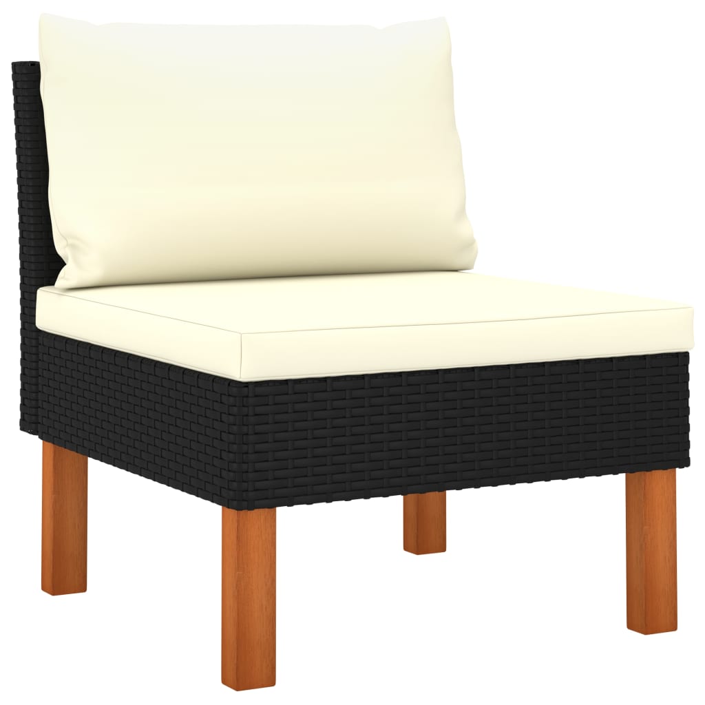 -Delige Loungeset Met Kussens Poly Rattan Zwart