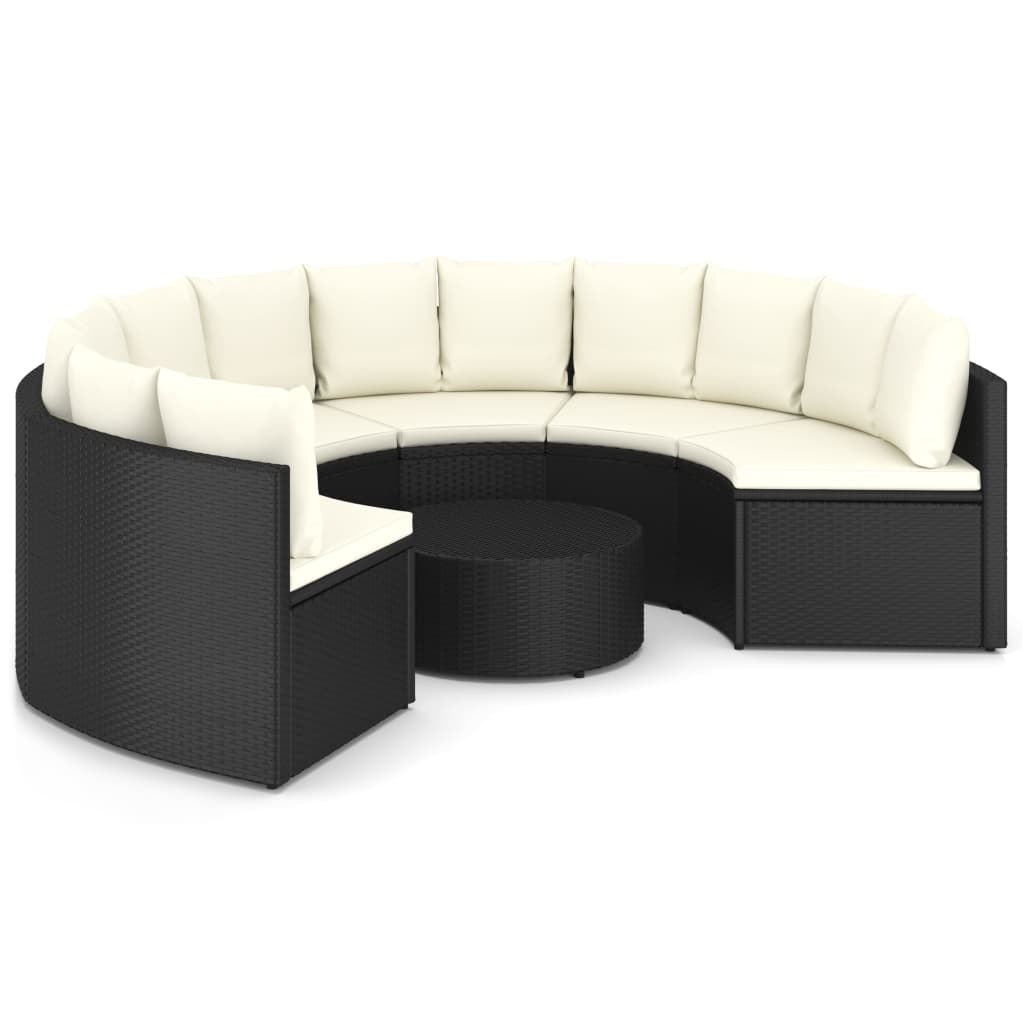 -Delige Loungeset Met Kussens Poly Rattan