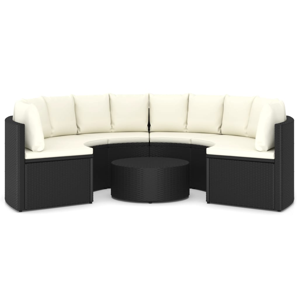 -Delige Loungeset Met Kussens Poly Rattan