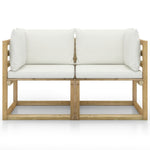 Tuinhoekbanken 2 St Met Kussens Groen Geïmpregneerd Grenenhout Crème