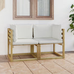 Tuinhoekbanken 2 St Met Kussens Groen Geïmpregneerd Grenenhout Crème