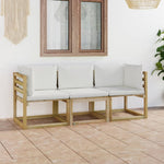 Tuinhoekbanken 2 St Met Kussens Groen Geïmpregneerd Grenenhout Crème