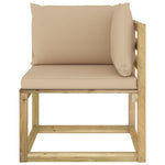 Tuinhoekbanken 2 St Met Kussens Groen Geïmpregneerd Grenenhout Beige