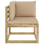 Tuinhoekbanken 2 St Met Kussens Groen Geïmpregneerd Grenenhout Beige