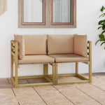 Tuinhoekbanken 2 St Met Kussens Groen Geïmpregneerd Grenenhout Beige