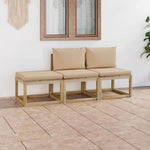 Tuinhoekbanken 2 St Met Kussens Groen Geïmpregneerd Grenenhout Beige