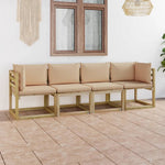 Tuinhoekbanken 2 St Met Kussens Groen Geïmpregneerd Grenenhout Beige