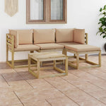 Tuinhoekbanken 2 St Met Kussens Groen Geïmpregneerd Grenenhout Beige