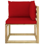 Tuinhoekbanken 2 St Met Kussens Groen Geïmpregneerd Grenenhout Rood