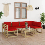 Tuinhoekbanken 2 St Met Kussens Groen Geïmpregneerd Grenenhout Rood