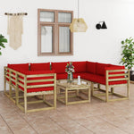 Tuinhoekbanken 2 St Met Kussens Groen Geïmpregneerd Grenenhout Rood