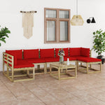 Tuinhoekbanken 2 St Met Kussens Groen Geïmpregneerd Grenenhout Rood