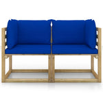 Tuinhoekbanken 2 St Met Kussens Groen Geïmpregneerd Grenenhout Blauw