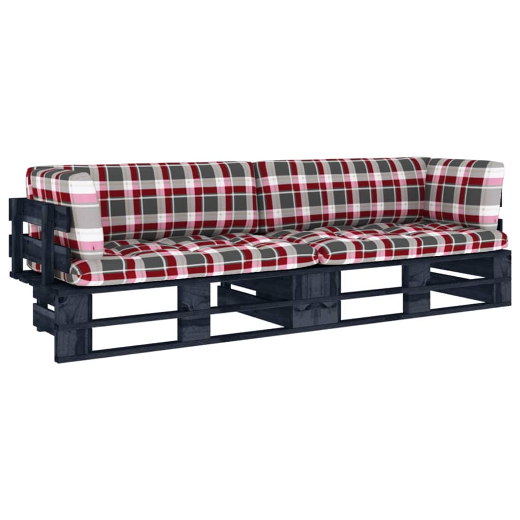 Pallet Met Kussens Geïmpregneerd Grenenhout Rood Ruitpatroon