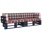 Pallet Met Kussens Geïmpregneerd Grenenhout Rood Ruitpatroon
