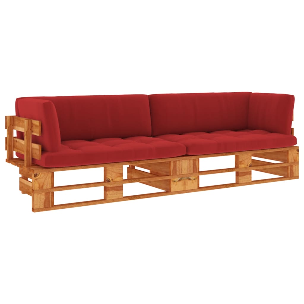 Pallet Met Kussens Geïmpregneerd Grenenhout Rood