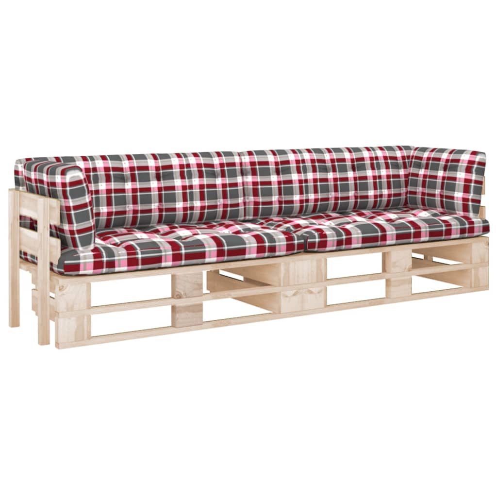 Pallet Met Kussens Geïmpregneerd Grenenhout Rood Ruitpatroon