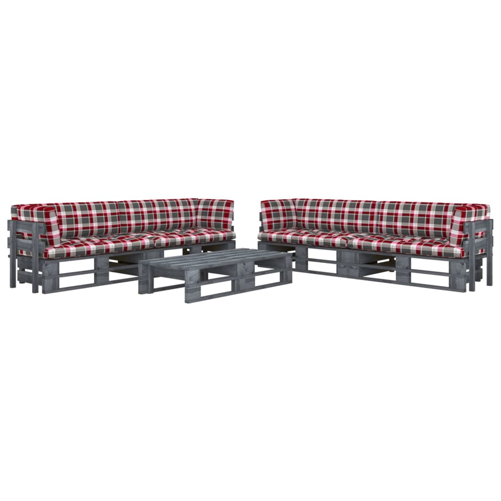 Pallet Met Kussens Geïmpregneerd Grenenhout Rood Ruitpatroon