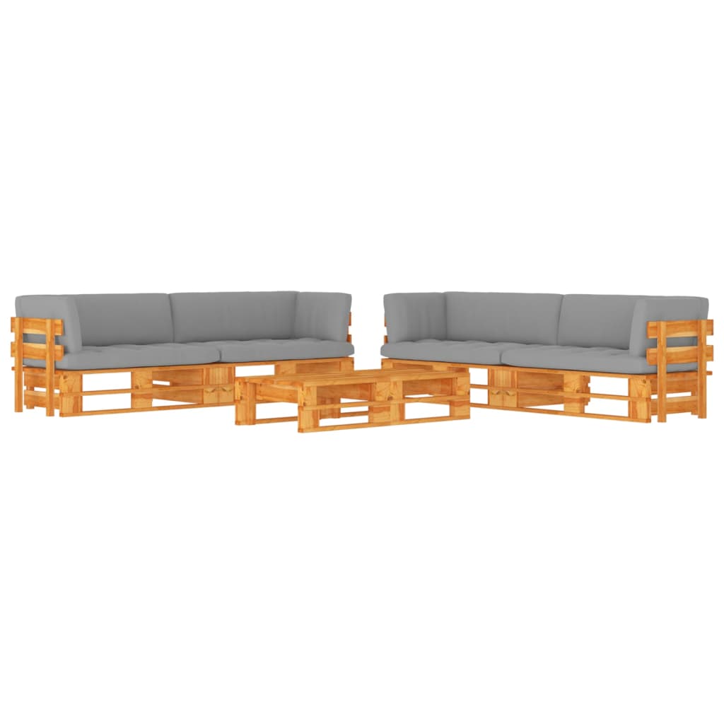 6-Delige Loungeset Pallet Met Kussens Geïmpregneerd Hout Grijs