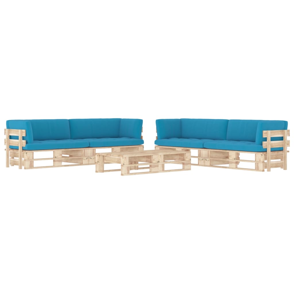 6-Delige Loungeset Pallet Met Kussens Geïmpregneerd Grenenhout Blauw