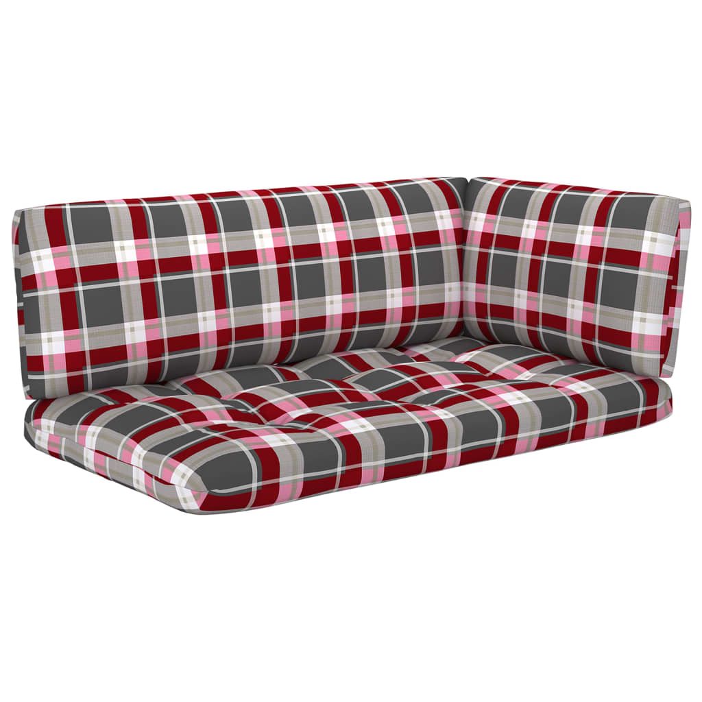 6-Delige Loungeset Pallet Met Kussens Geïmpregneerd Grenenhout Rood Ruitpatroon