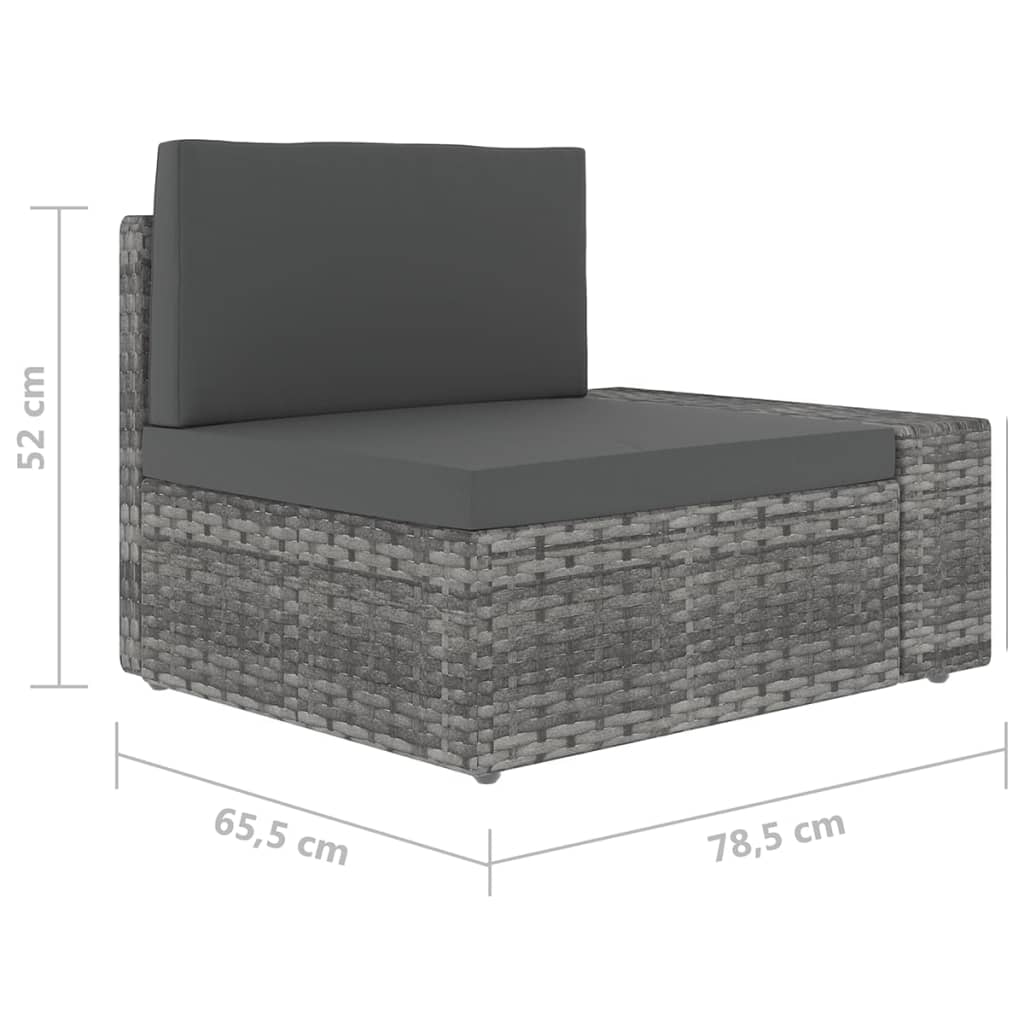 6-Delige Loungeset Met Kussens Poly Rattan Grijs