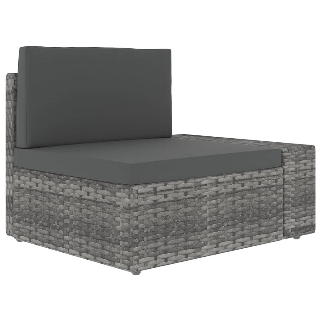 6-Delige Loungeset Met Kussens Poly Rattan Grijs