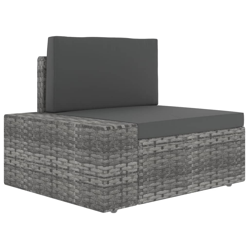 6-Delige Loungeset Met Kussens Poly Rattan Grijs