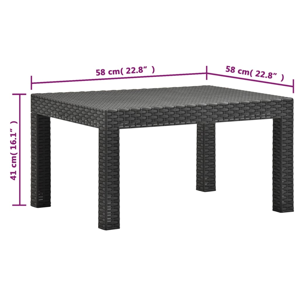 3-Delige Loungeset Met Kussens Pp Rattan Antracietkleurig