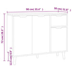 Dressoir 90X30X72 Bewerkt Hout