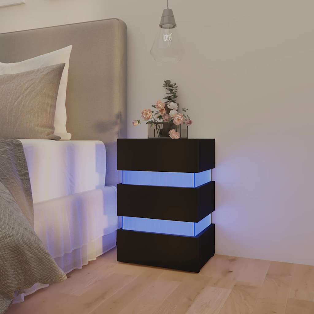 326846Nachtkastje Led 45X35X67 Cm Bewerkt Hout