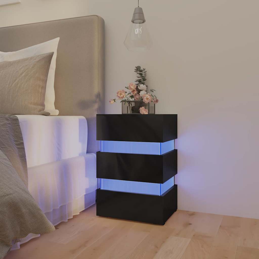 326846Nachtkastje Led 45X35X67 Cm Bewerkt Hout