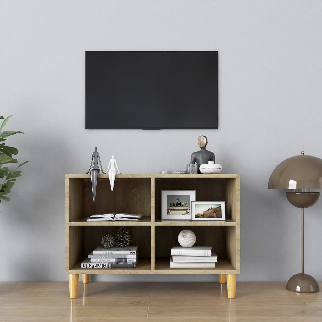 Tv-Meubel Met Massief Houten Poten 69,5X30X50 Cm