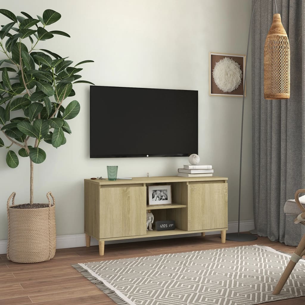 Tv-Meubel Met Massief Houten Poten 03,5X35X50 Cm