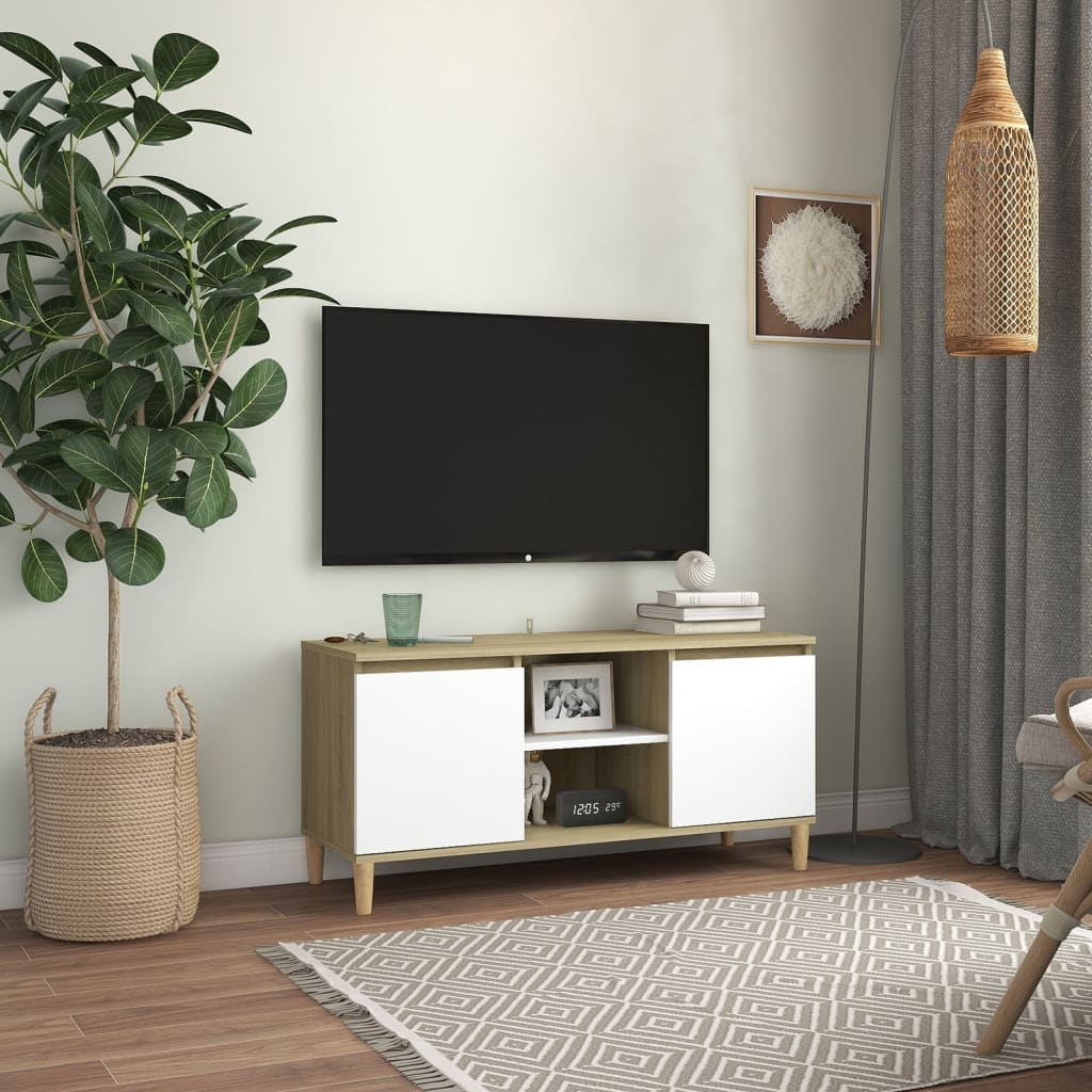Tv-Meubel Met Massief Houten Poten 03,5X35X50 Cm