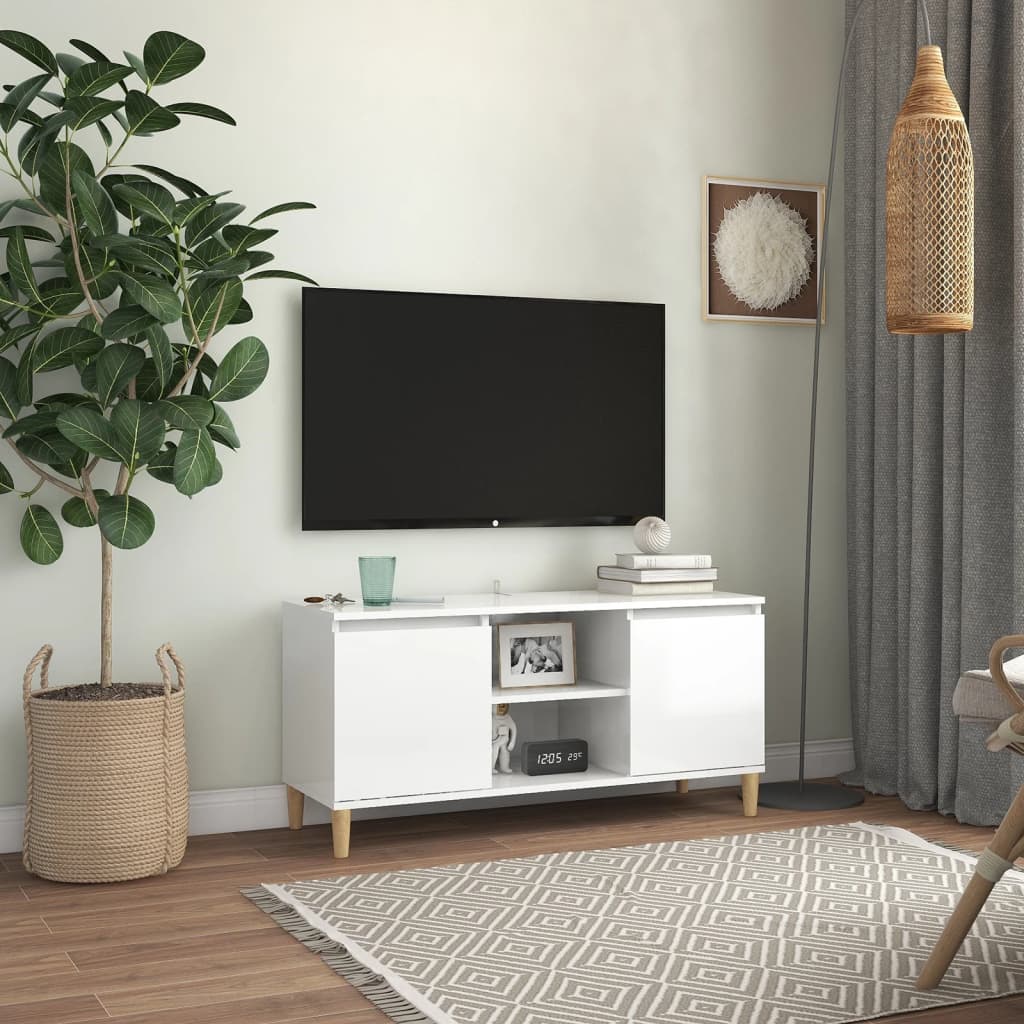 Tv-Meubel Met Massief Houten Poten 03,5X35X50 Cm