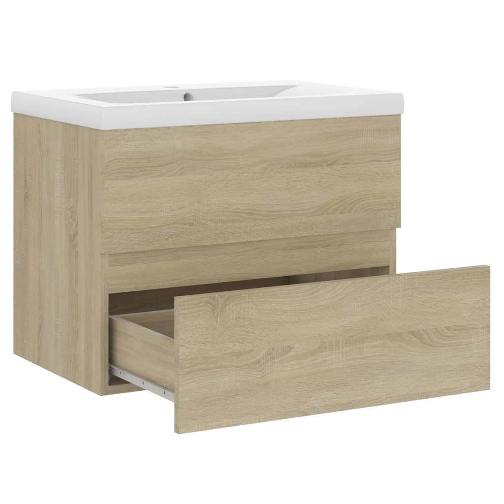 Wastafelkast Met Ingebouwde Wastafel Bewerkt Hout