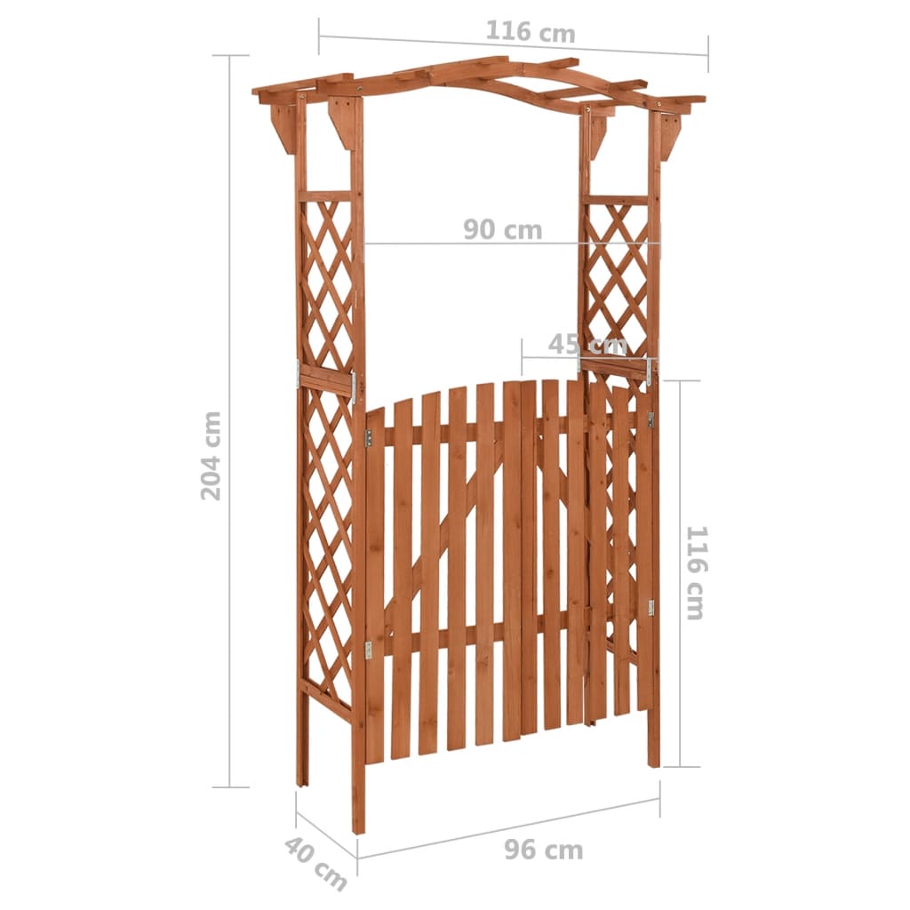 Pergola Met Poort 6X40X204 Cm Massief Vurenhout Grijs