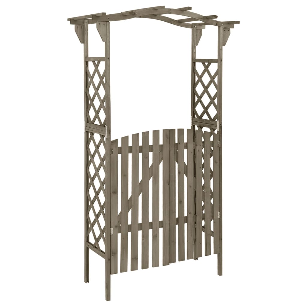 Pergola Met Poort 6X40X204 Cm Massief Vurenhout Grijs